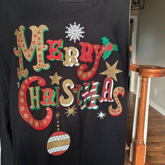 Merry Christmas Glitter Tee - 2X - sparkle, casual, Holiday, Festive, Party - Picture 5 of 7